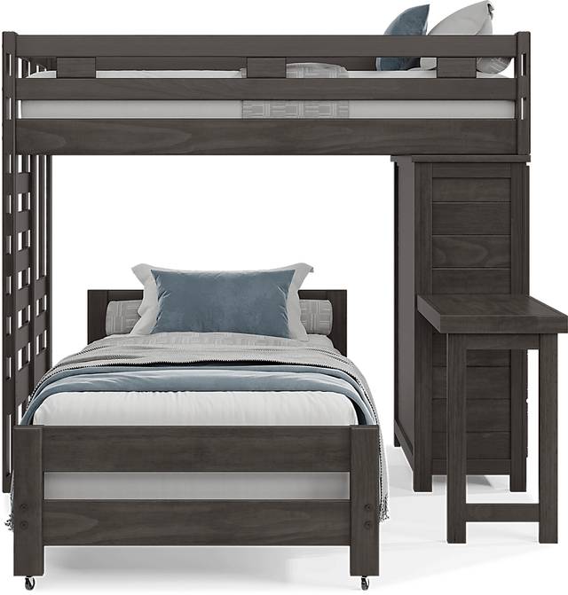 Kids Creekside 2.0 Charcoal Twin/Twin Loft with Loft Chest and Desk Attachment - Thumbnail - Image 2