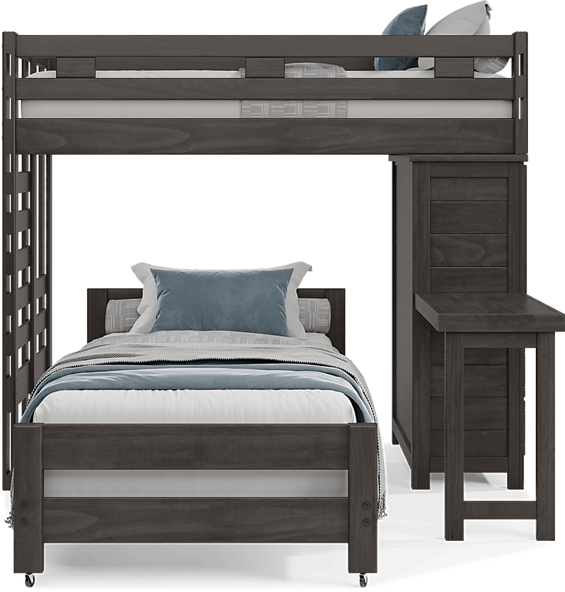 Kids Creekside 2.0 Charcoal Twin/Twin Loft with Loft Chest and Desk Attachment - Image 2