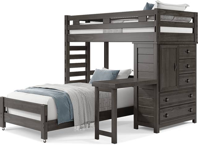 Kids Creekside 2.0 Charcoal Twin/Twin Loft with Loft Chest and Desk Attachment - Thumbnail - Image 3