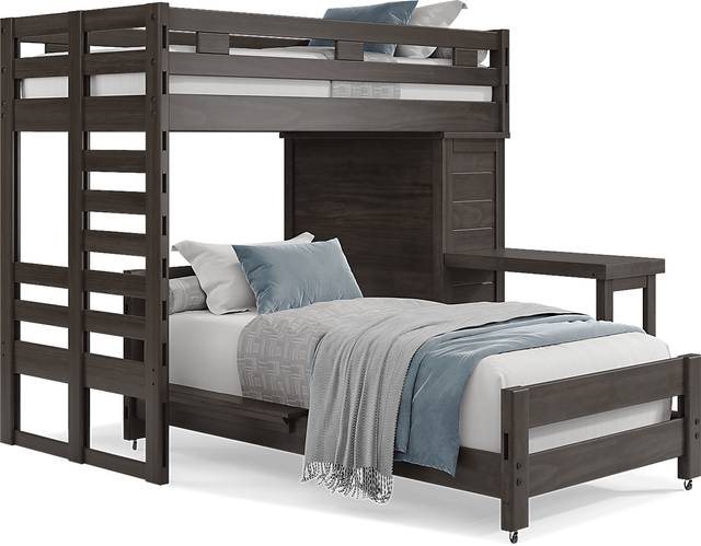 Kids Creekside 2.0 Charcoal Twin/Twin Loft with Loft Chest and Desk Attachment - Thumbnail - Image 1