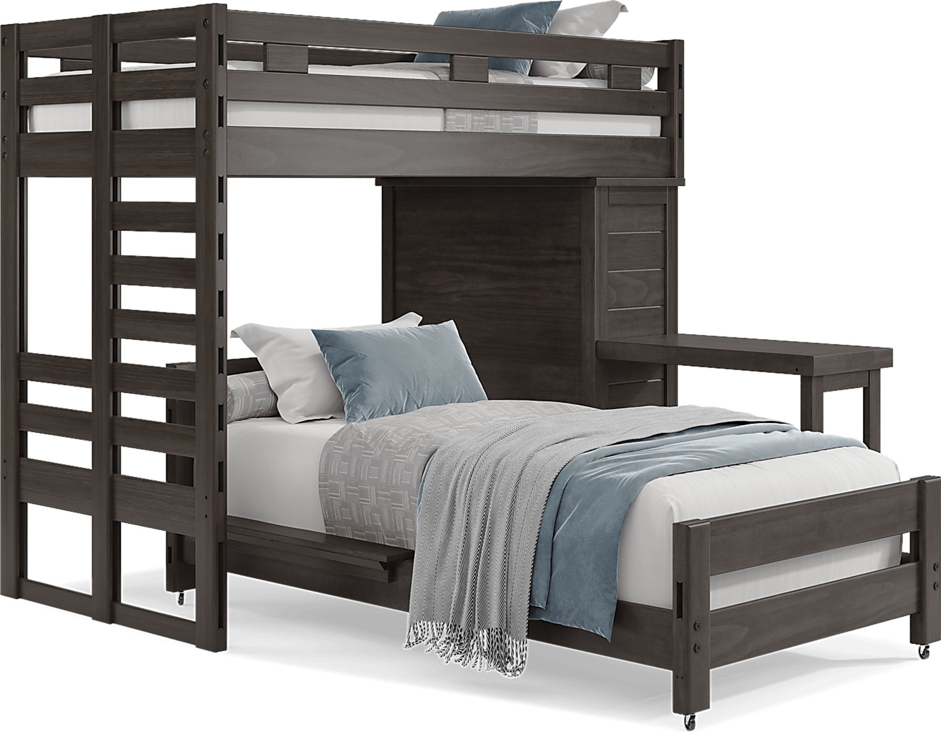 Kids Creekside 2.0 Charcoal Twin/Twin Loft with Loft Chest and Desk Attachment - Image 1