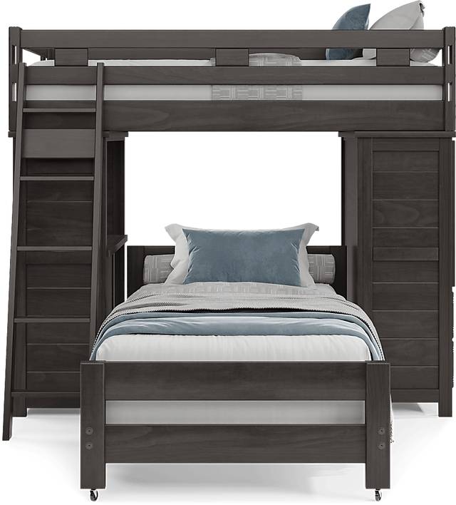 Kids Creekside 2.0 Charcoal Twin/Twin Loft with Loft Chest and Desk - Thumbnail - Image 2