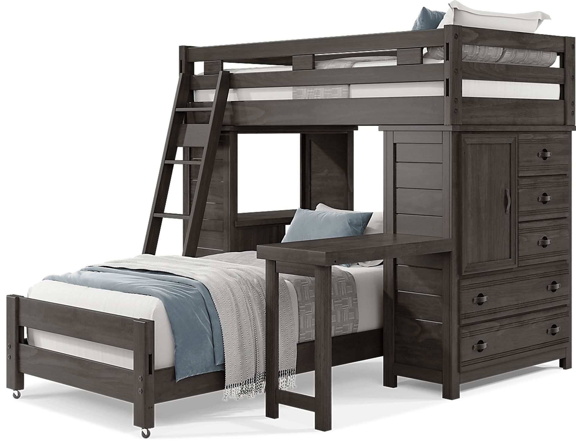 Kids Creekside 2.0 Charcoal Twin/Twin Loft with Loft Chest, Desk and Desk Attachment - Image 3