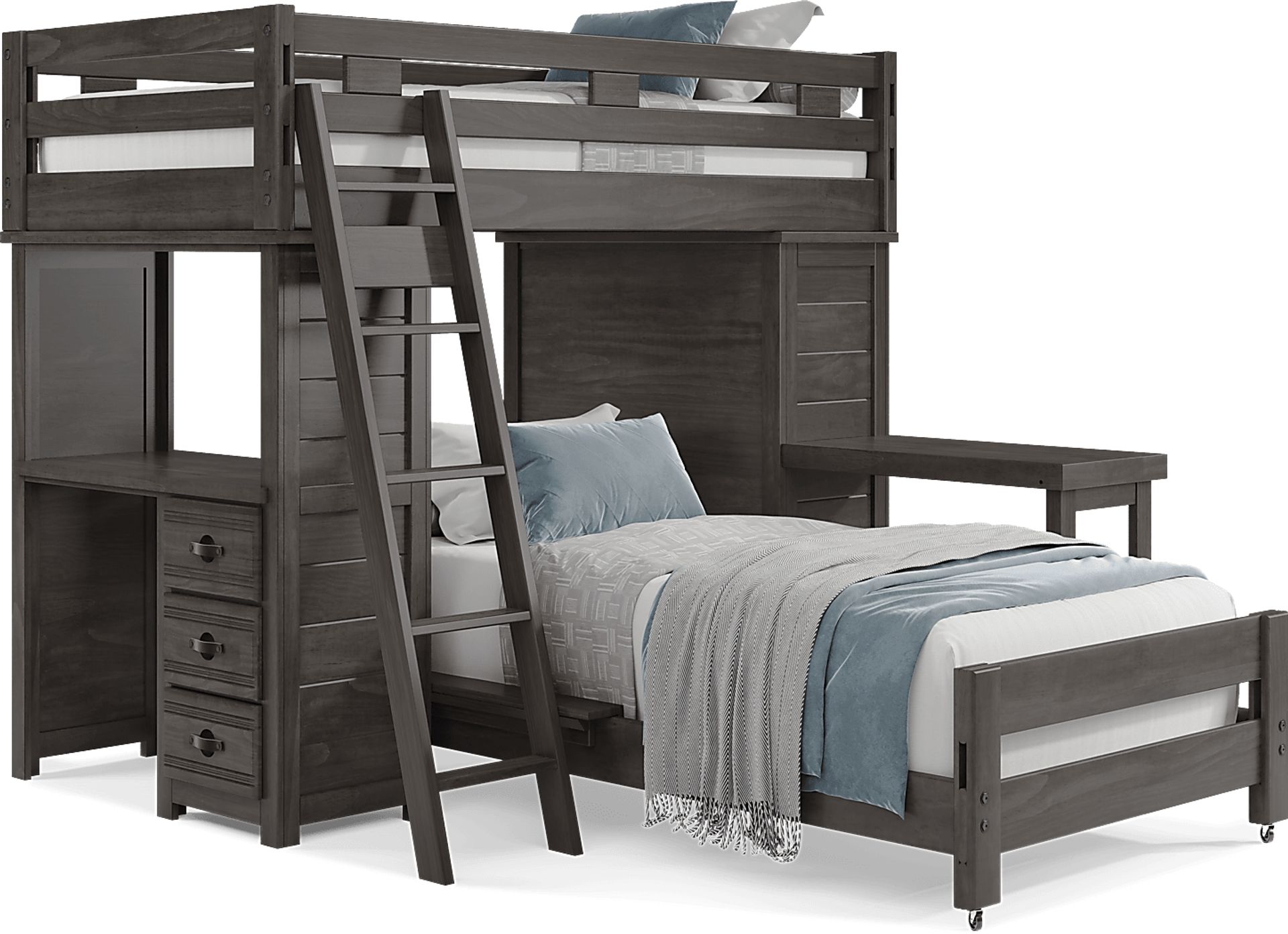 Kids Creekside 2.0 Charcoal Twin/Twin Loft with Loft Chest, Desk and Desk Attachment - Image 1
