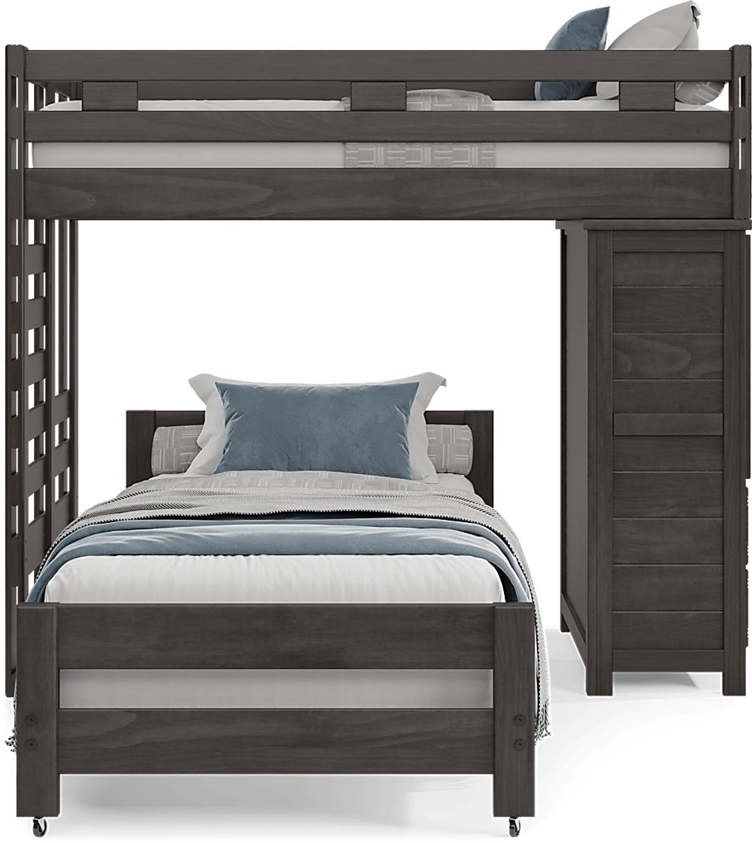 Kids Creekside 2.0 Charcoal Twin/Twin Loft with Loft Chest