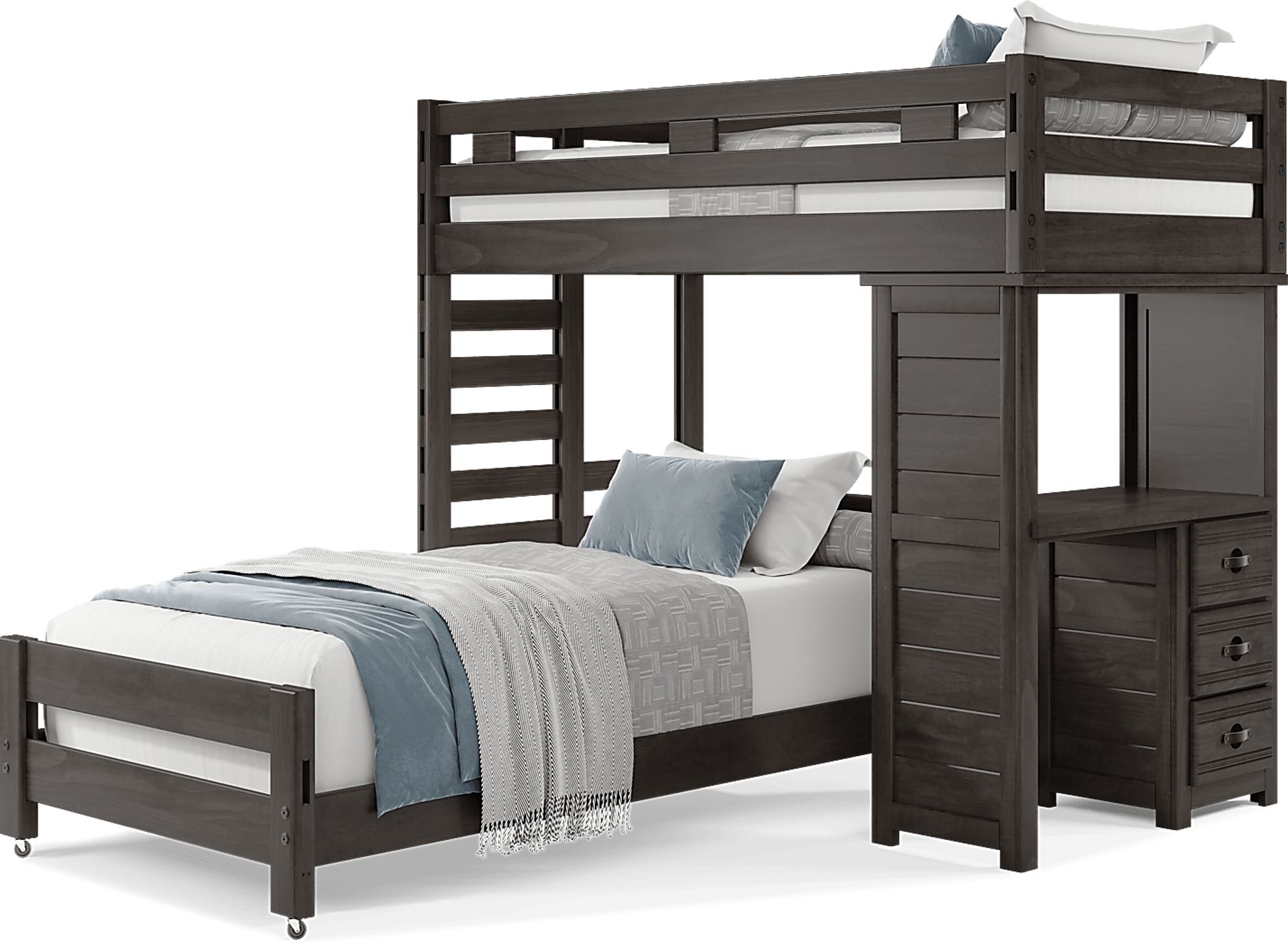 Kids Creekside 2.0 Charcoal Twin/Twin Loft with Loft Desk - Image 3