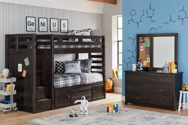 Kids Creekside 2.0 Charcoal Twin/Twin Step Bunk Bed with Storage Side Rail - Thumbnail - Image 2