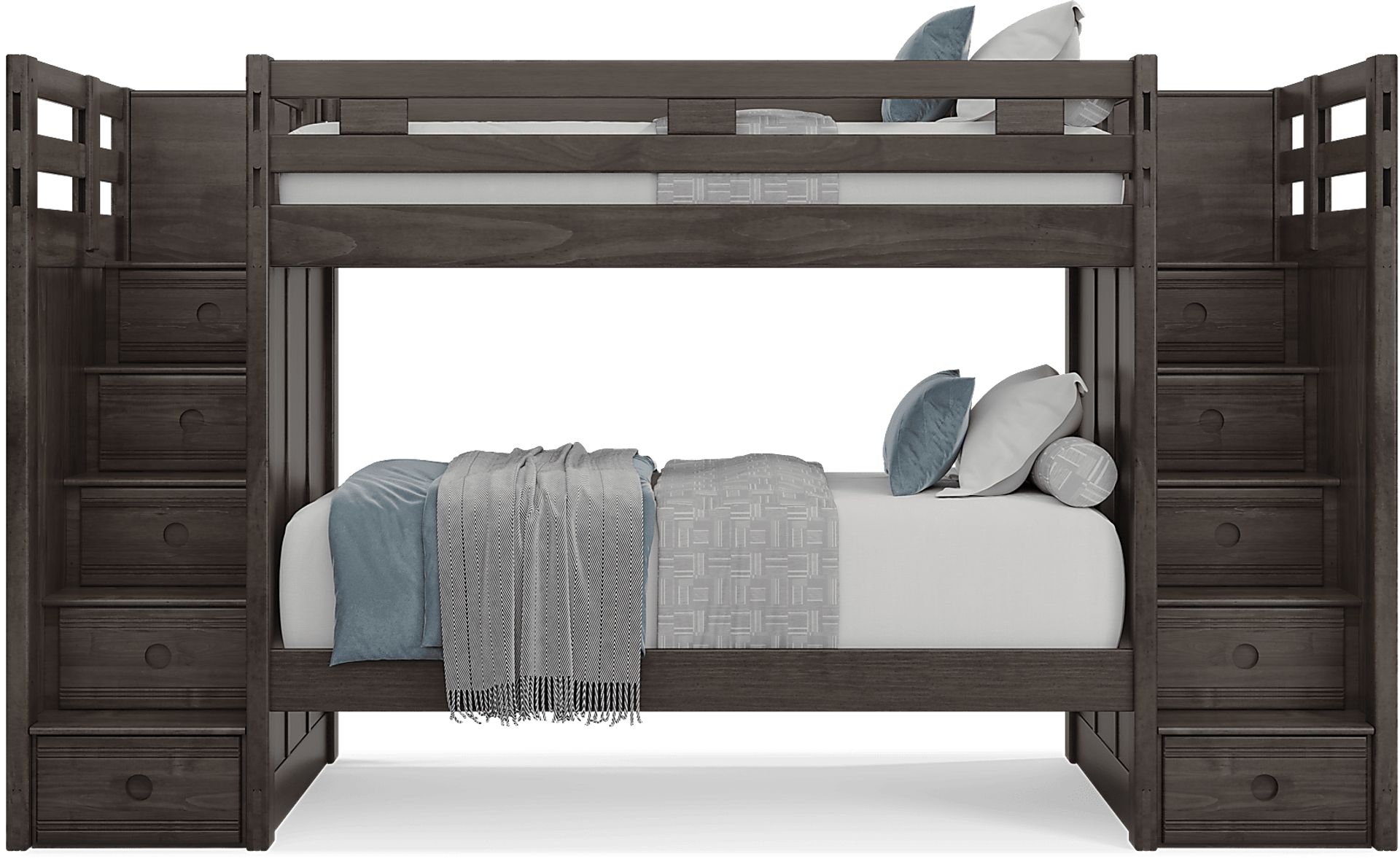 Kids Creekside 2.0 Charcoal Twin/Twin Step Bunk Bed - Image 2