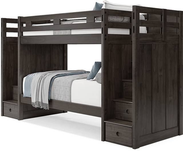 Kids Creekside 2.0 Charcoal Twin/Twin Step Bunk Bed - Thumbnail - Image 3