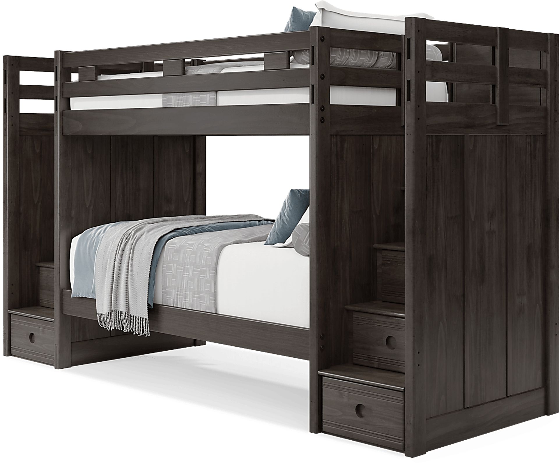 Kids Creekside 2.0 Charcoal Twin/Twin Step Bunk Bed - Image 3