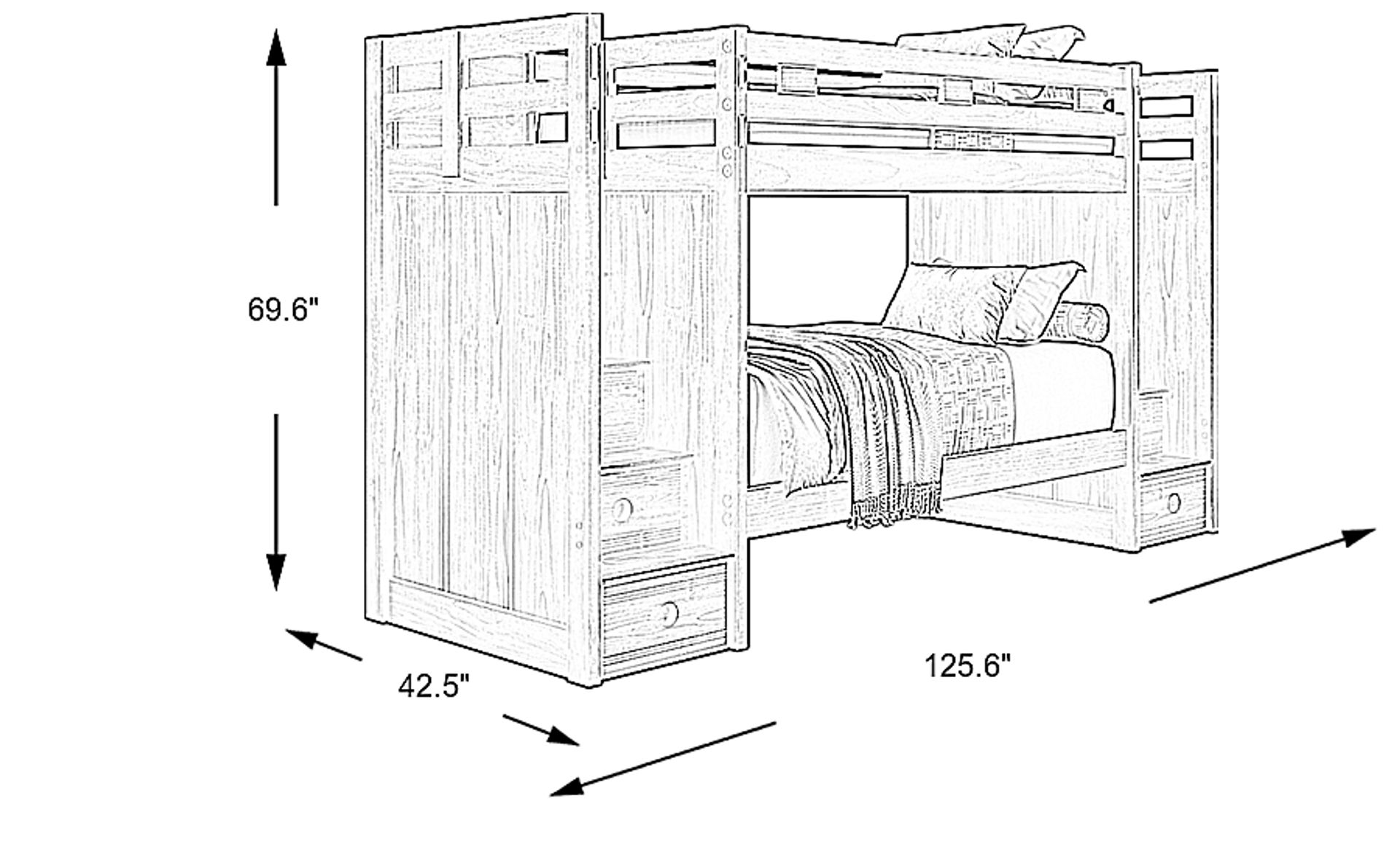 Creekside 2.0 Charcoal Gray Twin/Twin Step Bunk Bed | Rooms to Go