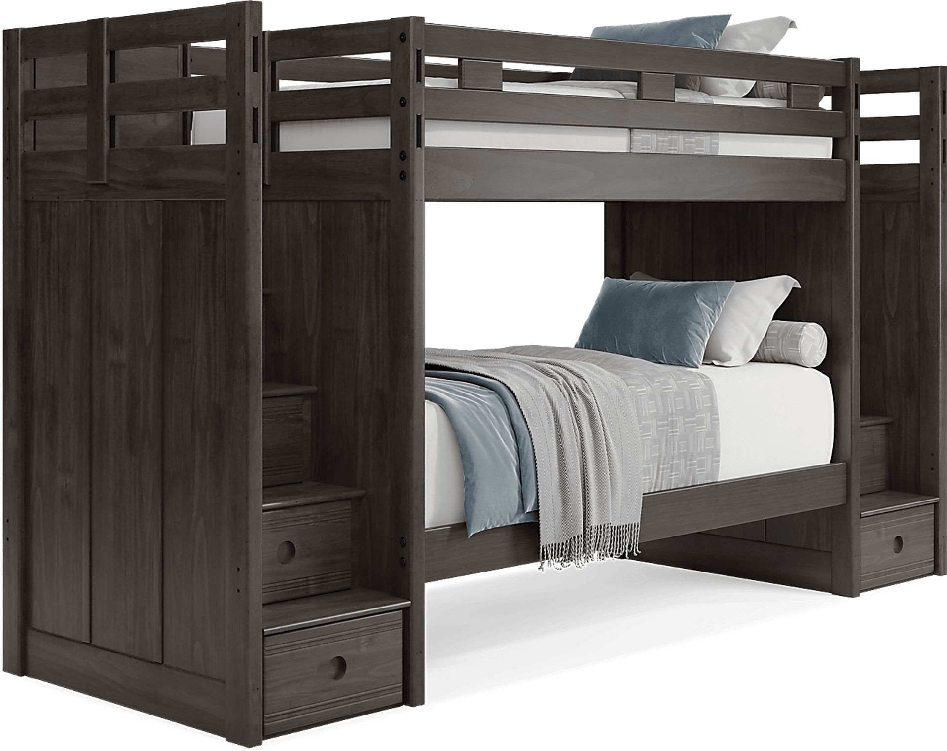 Kids Creekside 2.0 Charcoal Twin/Twin Step Bunk Bed - Image 1