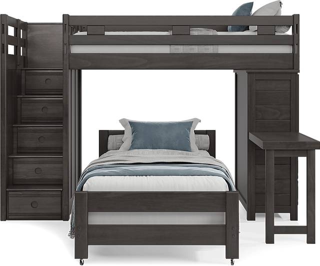 Kids Creekside 2.0 Charcoal Twin/Twin Step Loft with Loft Chest and Desk Attachment - Thumbnail - Image 2