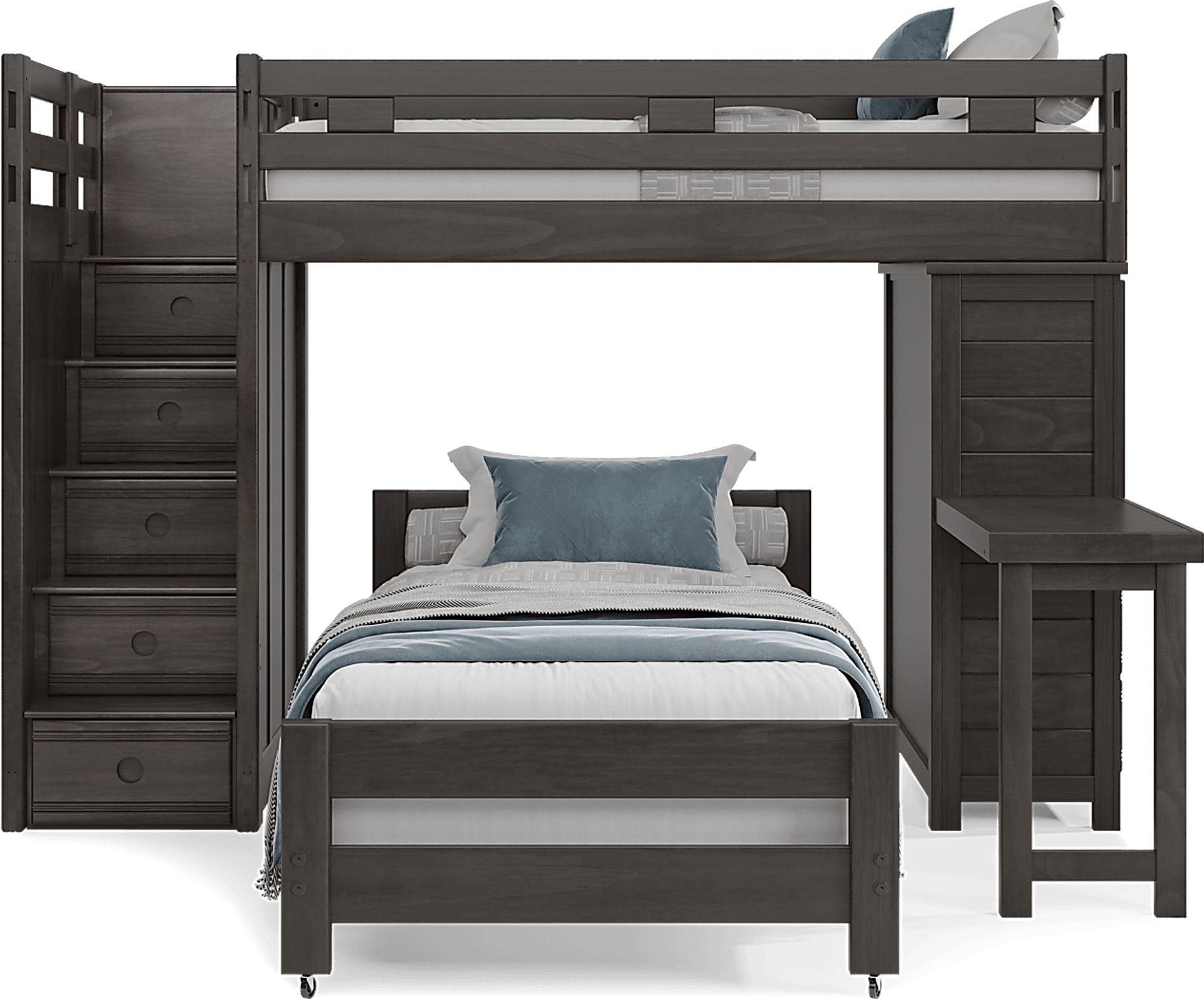 Kids Creekside 2.0 Charcoal Twin/Twin Step Loft with Loft Chest and Desk Attachment - Image 2