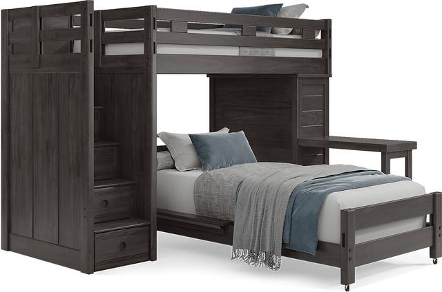 Kids Creekside 2.0 Charcoal Twin/Twin Step Loft with Loft Chest and Desk Attachment - Thumbnail - Image 1