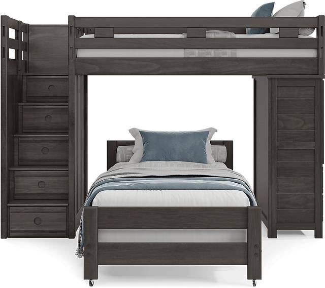 Kids Creekside 2.0 Charcoal Twin/Twin Step Loft with Loft Chest - Thumbnail - Image 2