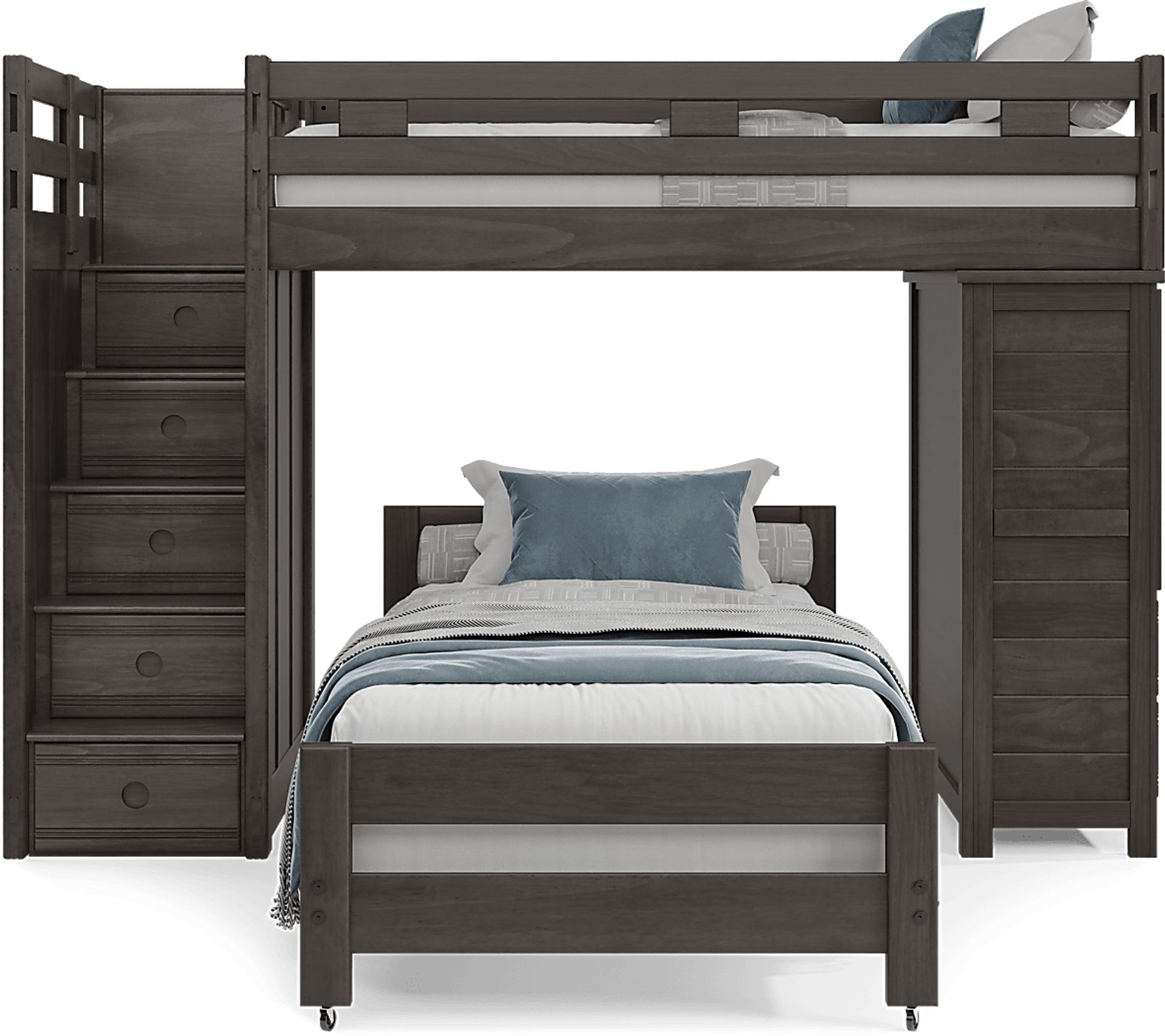 Kids Creekside 2.0 Charcoal Twin/Twin Step Loft with Loft Chest - Image 2