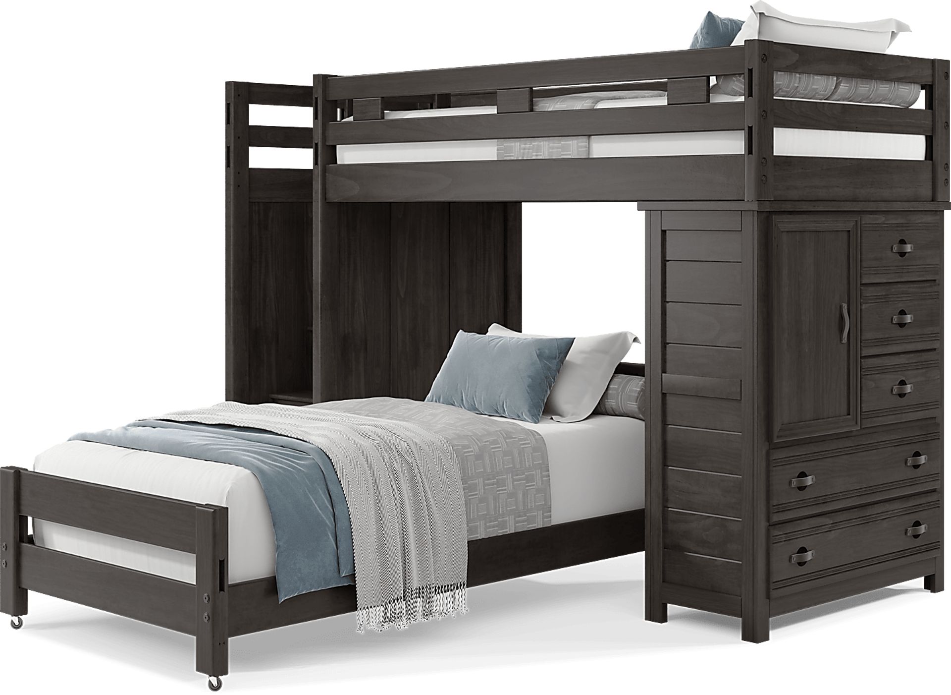 Kids Creekside 2.0 Charcoal Twin/Twin Step Loft with Loft Chest - Image 3