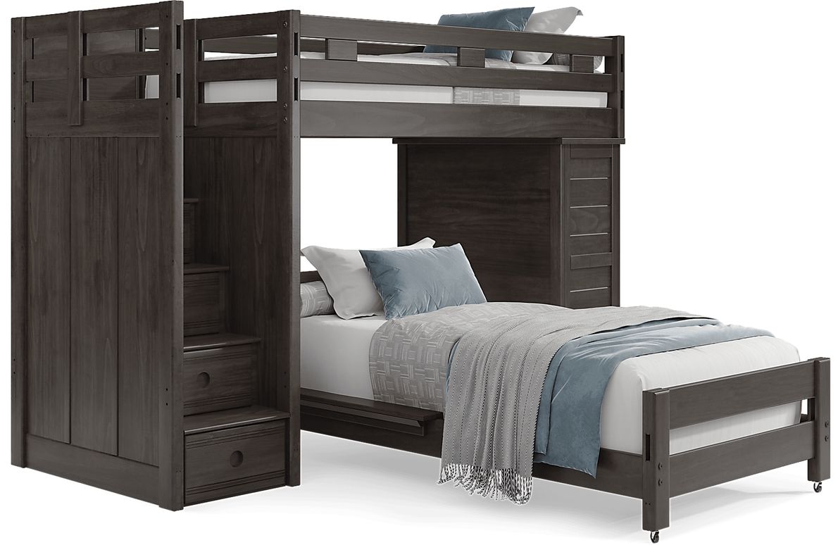 Kids Creekside 2.0 Charcoal Twin/Twin Step Loft with Loft Chest