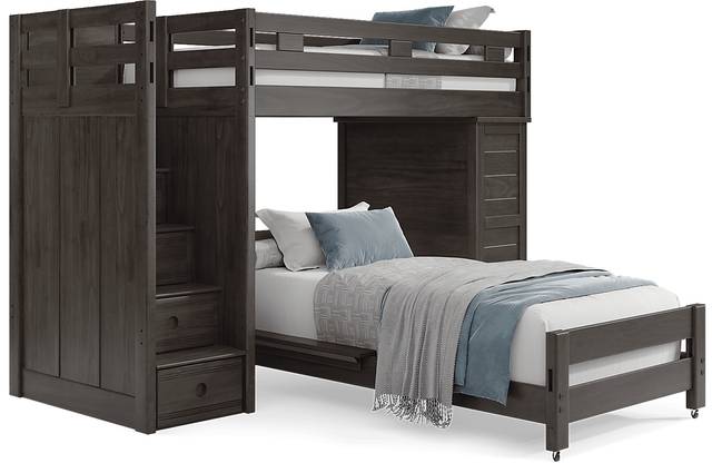 Kids Creekside 2.0 Charcoal Twin/Twin Step Loft with Loft Chest - Thumbnail - Image 1