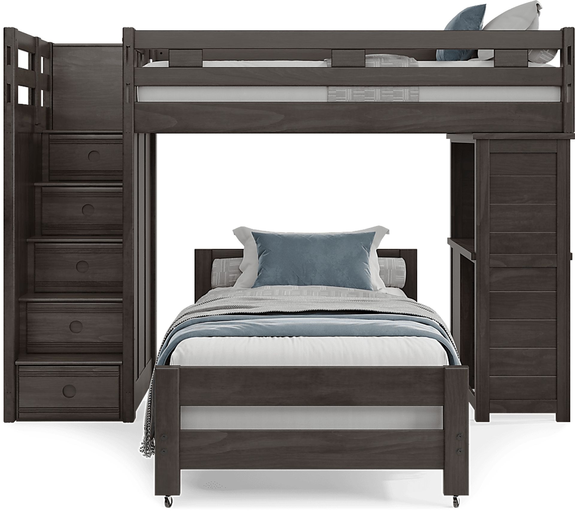 Kids Creekside 2.0 Charcoal Twin/Twin Step Loft with Loft Desk - Image 2