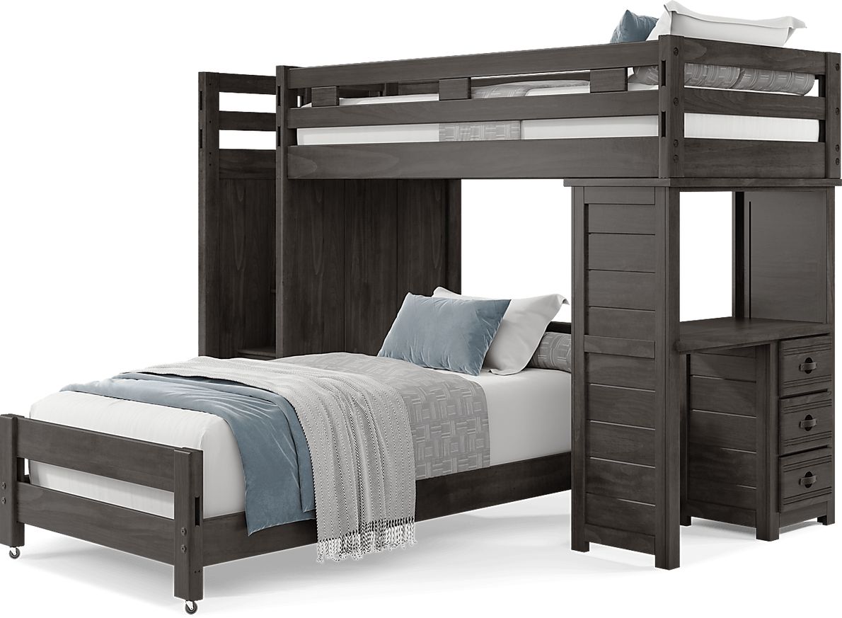 Kids Creekside 2.0 Charcoal Twin/Twin Step Loft with Loft Desk