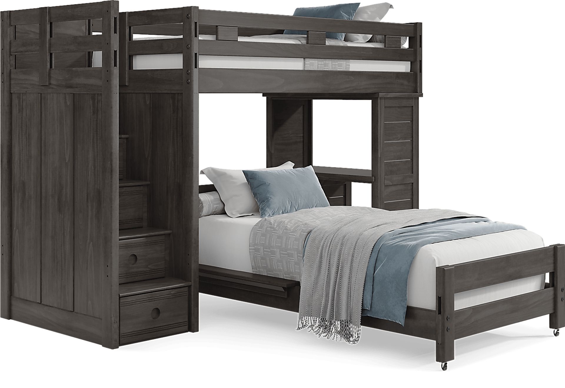 Kids Creekside 2.0 Charcoal Twin/Twin Step Loft with Loft Desk - Image 1