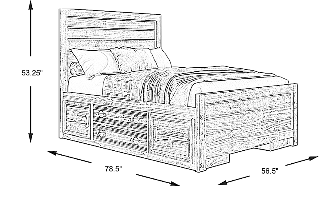 Kids Creekside 2.0 Chestnut Full Panel Bed with 2 Storage Side Rails