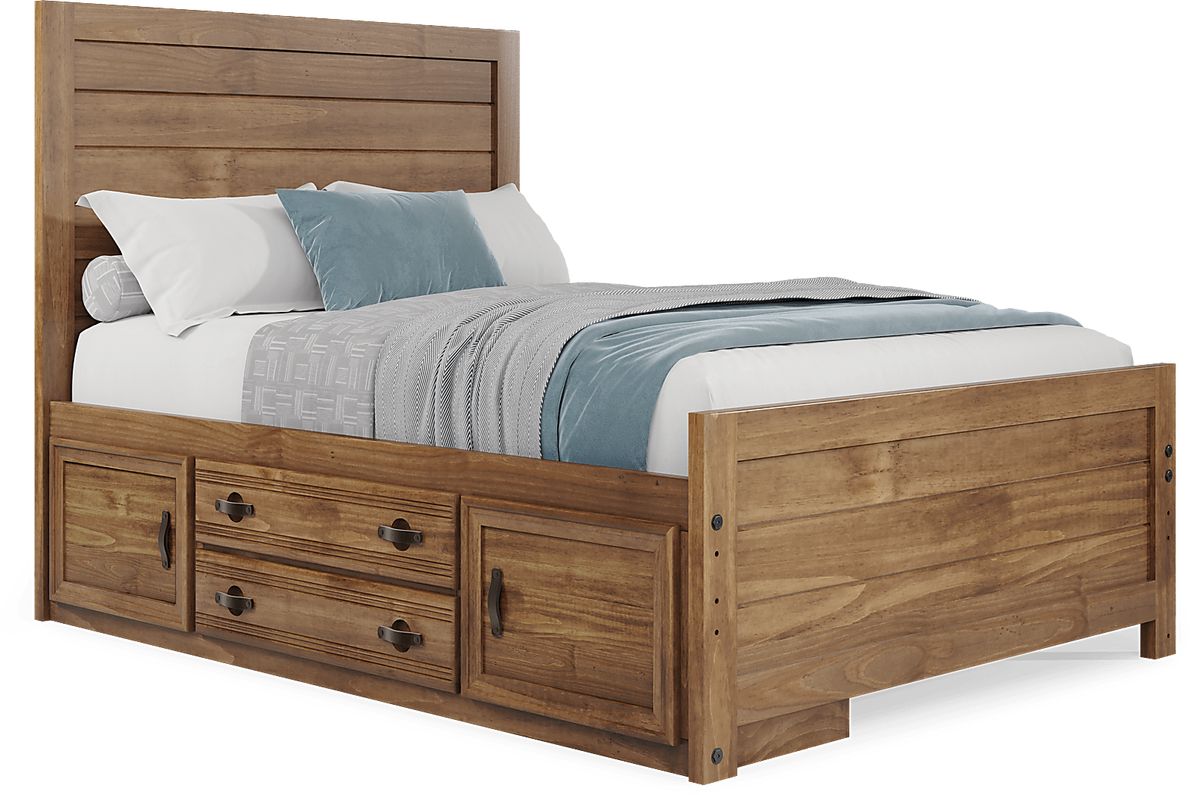 Kids Creekside 2.0 Chestnut 3 Pc Full Panel Bed with Storage Rail