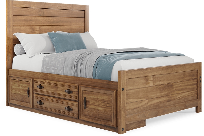 Kids Creekside 2.0 Chestnut Full Panel Bed with Storage Side Rail