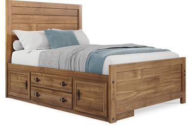 full panel bed w storage rail