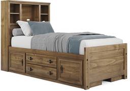 twin bookcase bed w 2 storage rails