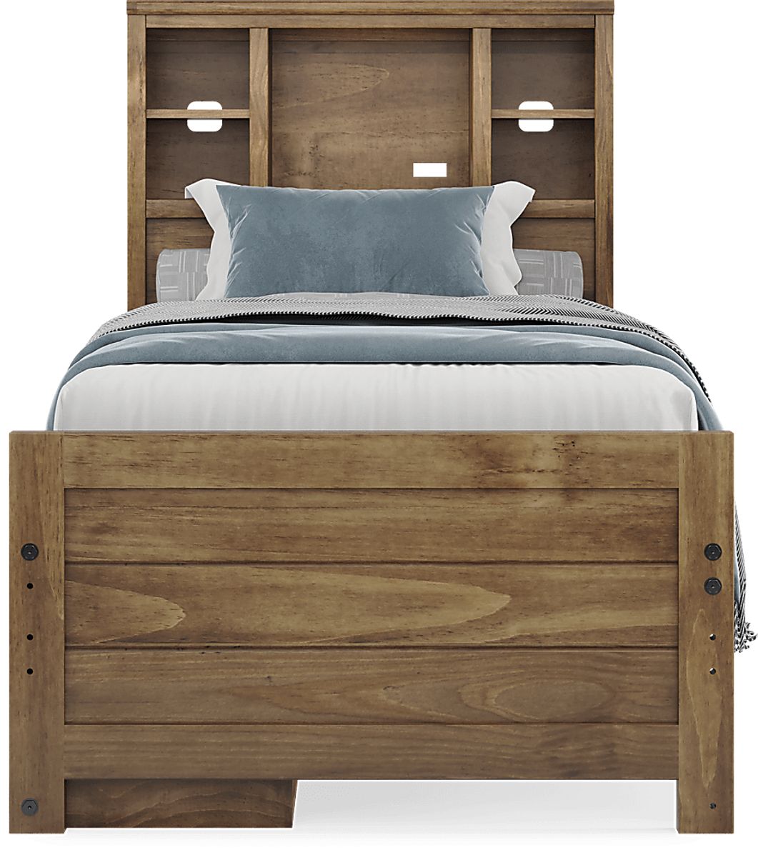Kids Creekside 2.0 Chestnut 3 Pc Twin Bookcase Bed with Storage Rail