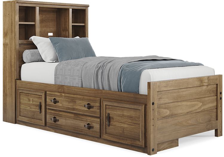 twin bookcase bed w storage rail