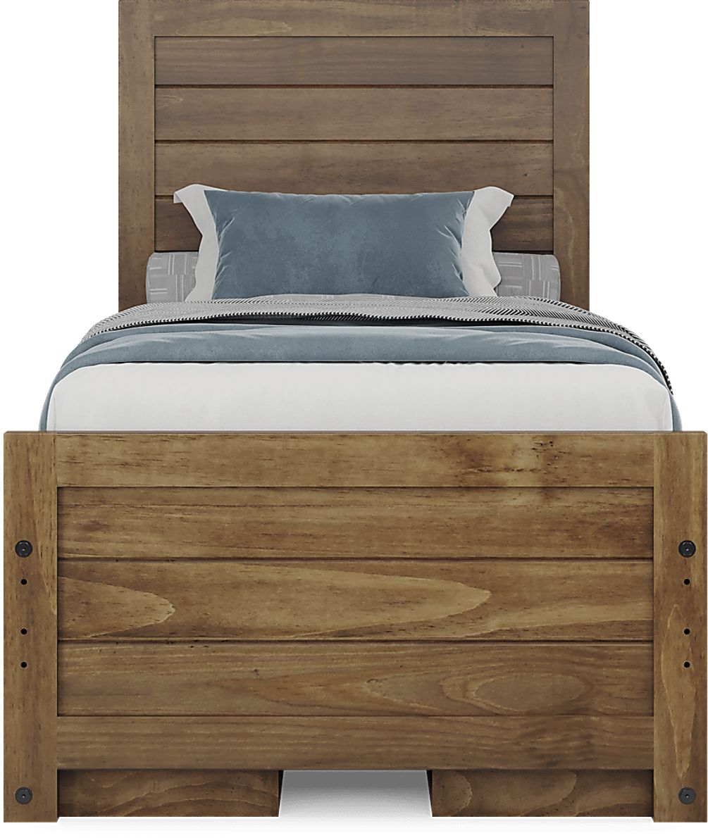 Kids Creekside 2.0 Chestnut 3 Pc Twin Panel Bed with 2 Storage Rails
