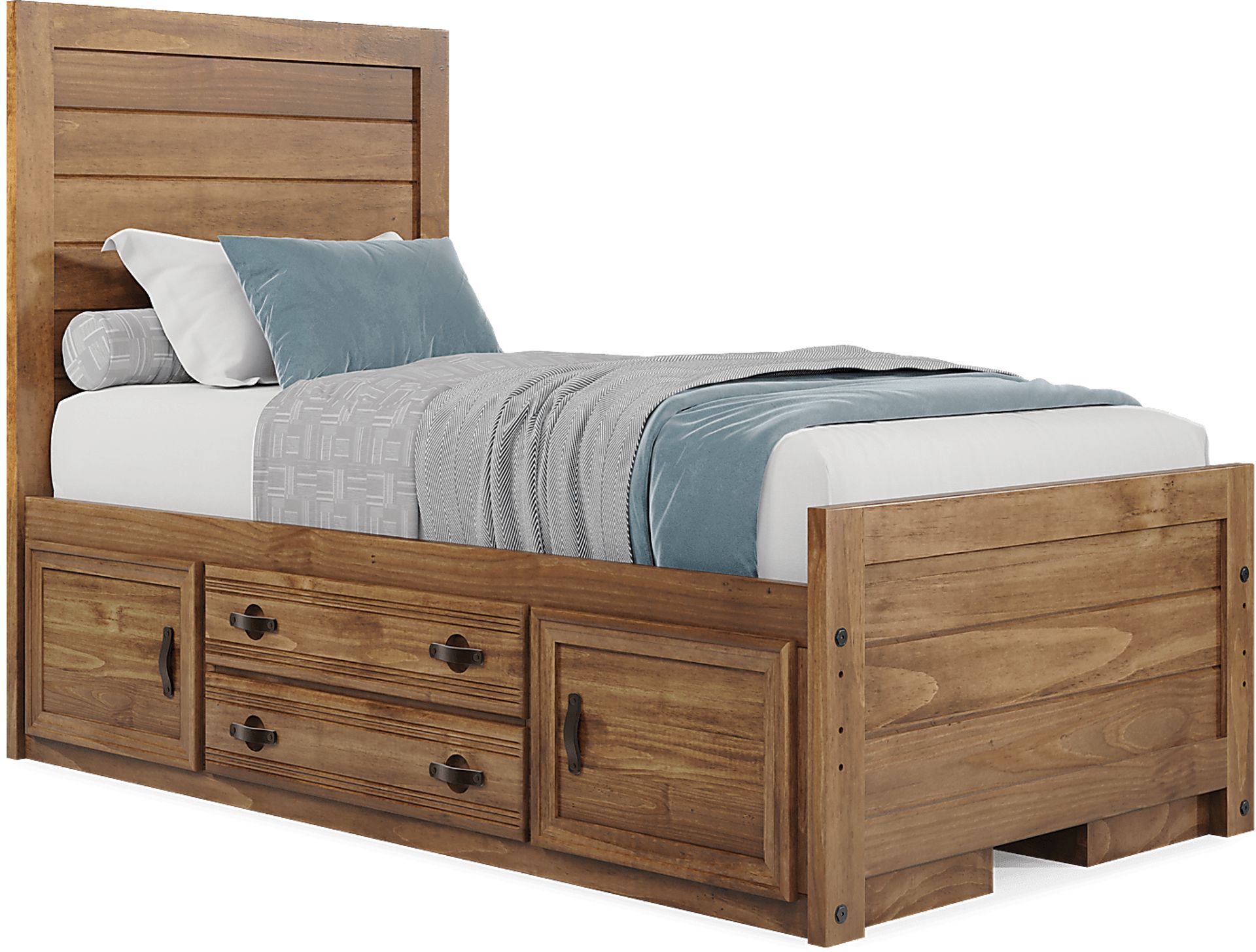 Kids Creekside 2.0 Chestnut Twin Panel Bed with 2 Storage Side Rails - Image 1