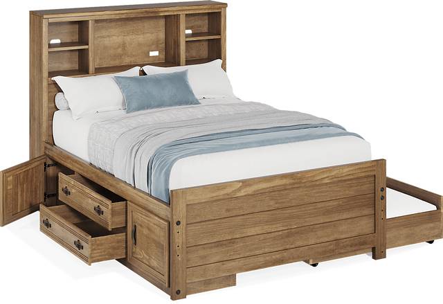 Kids Creekside 2.0 Chestnut 4 Pc Full Bookcase Bed with Storage Side Rail and Trundle - Thumbnail - Image 2