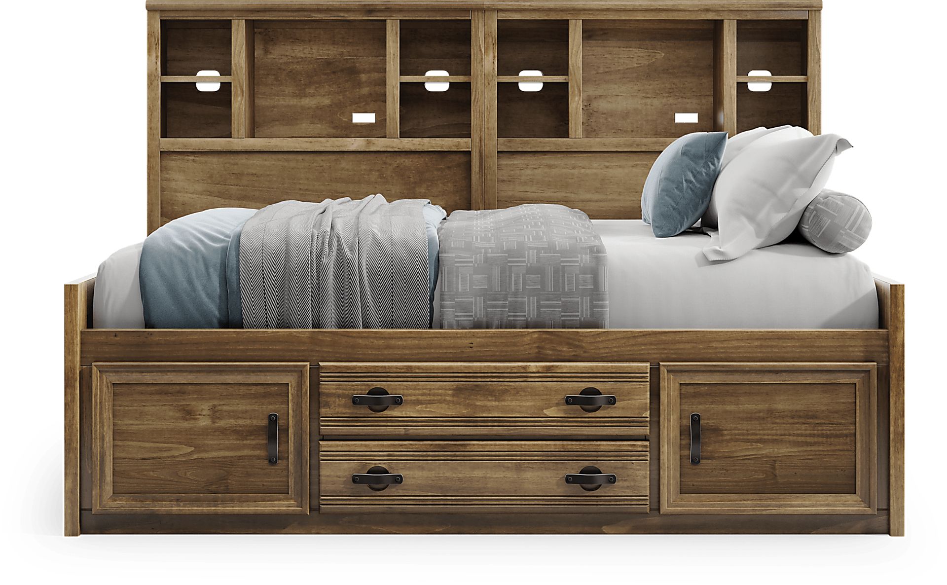 Kids Creekside 2.0 Chestnut Full Bookcase Wall Bed with Storage Side Rail - Image 2