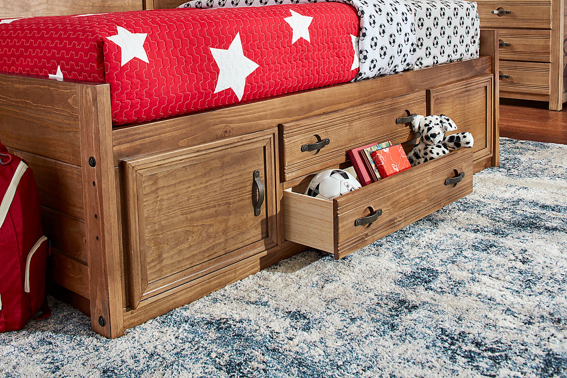 Kids Creekside 2.0 Chestnut Full Bookcase Wall Bed with Storage Side Rail - Image 4