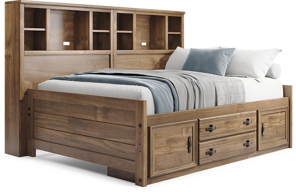 Kids Creekside 2.0 Chestnut Full Bookcase Wall Bed with Storage Side Rail