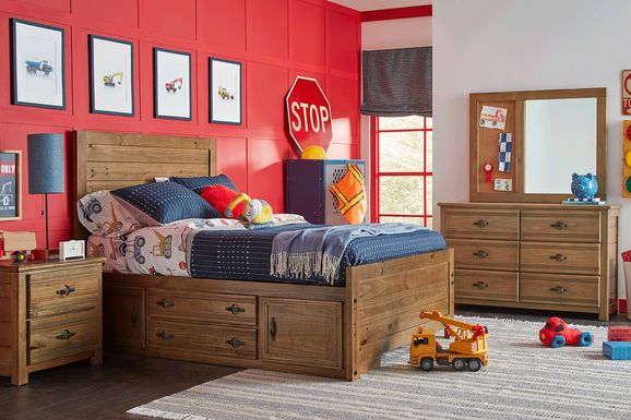 Kids Creekside 2.0 Chestnut 5 Pc Full Panel Bedroom with 2 Storage Side Rails