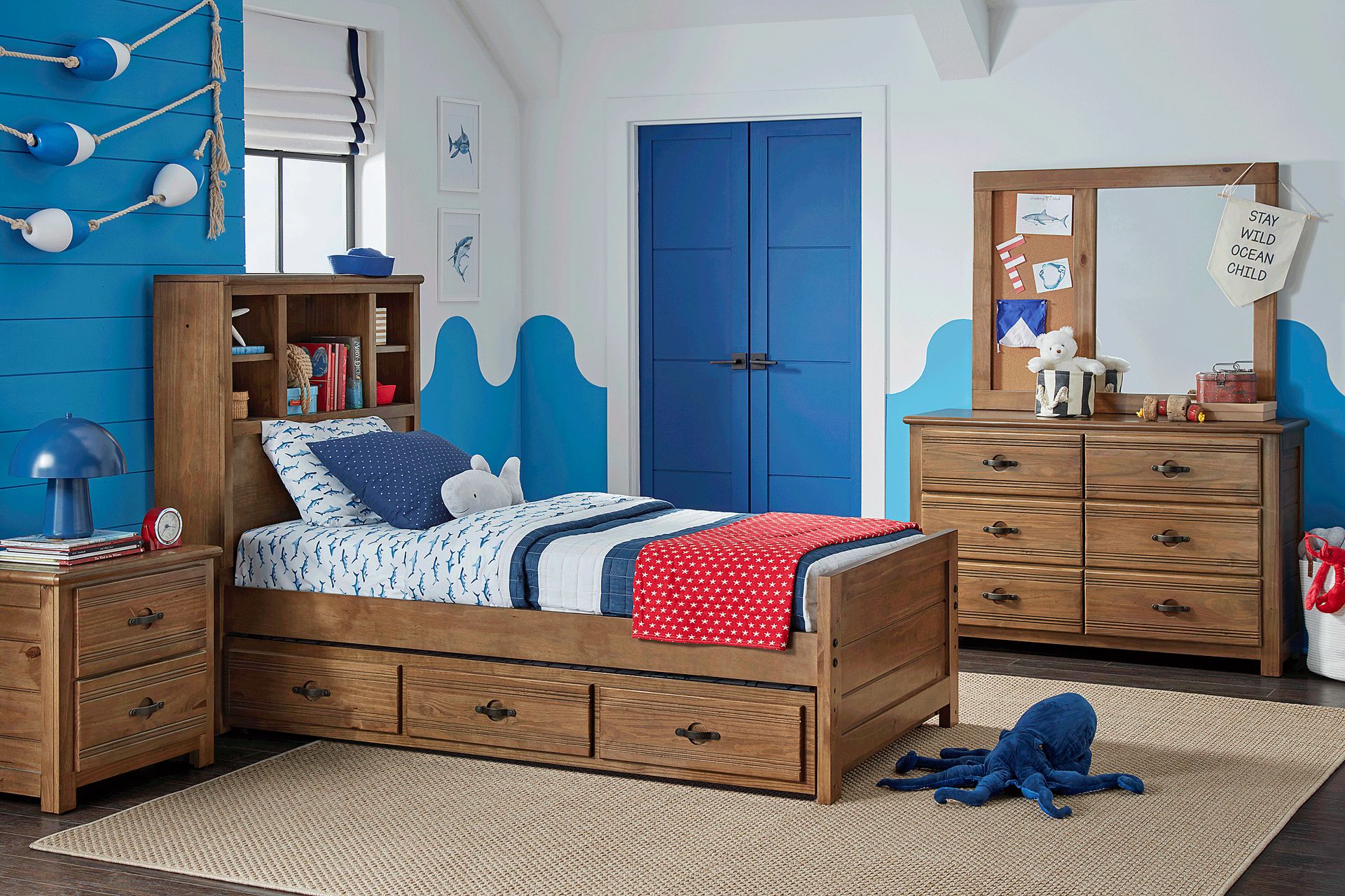 Kids Creekside 2.0 Chestnut 5 Pc Twin Bookcase Bedroom - Image 1