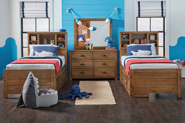 Kids Creekside 2.0 Chestnut Twin Bookcase Bedroom with Storage Side Rails - Thumbnail - Image 1