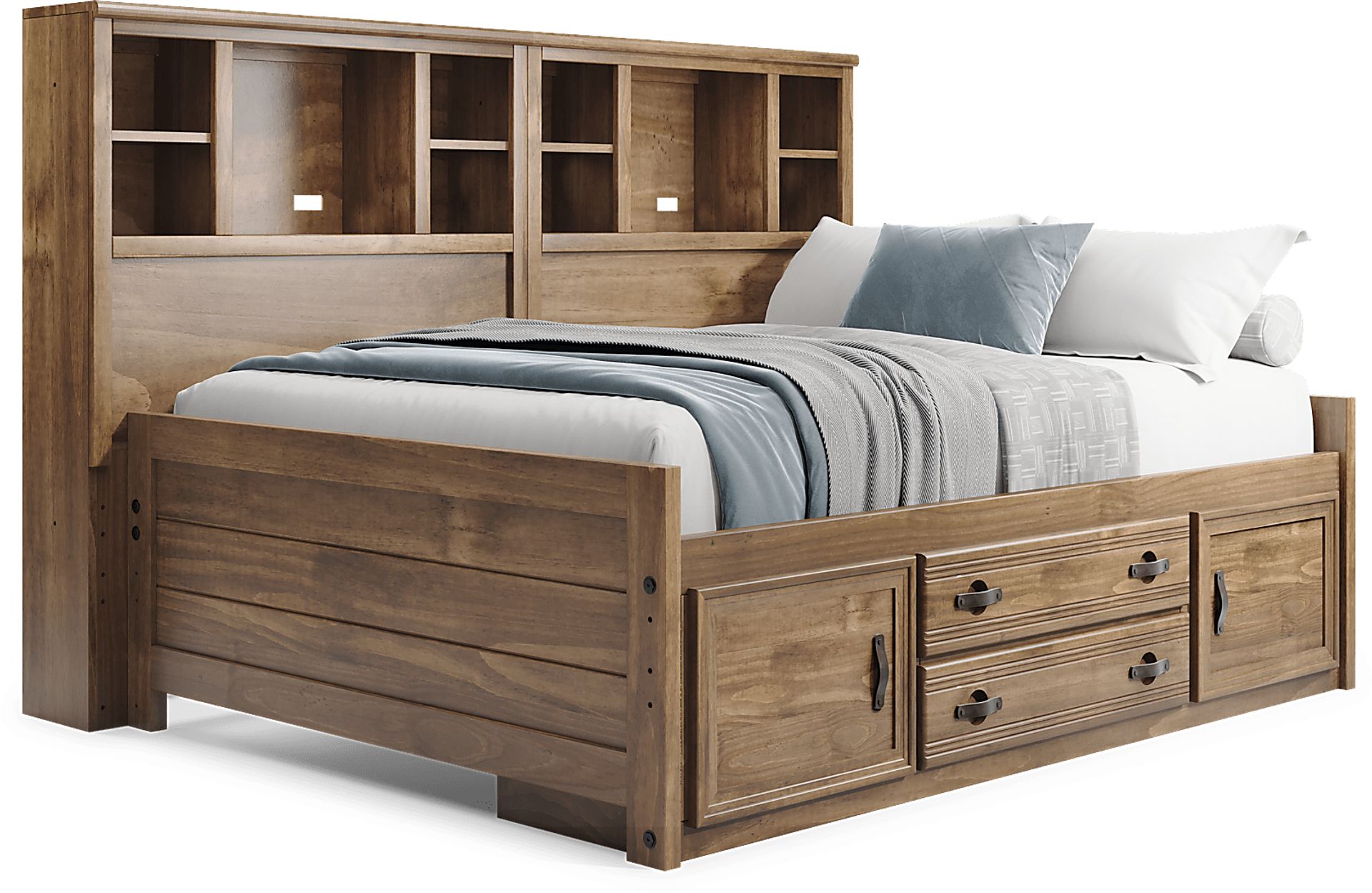 Kids Creekside 2.0 Chestnut Full Bookcase Wall Bed with Storage Side Rail - Image 1