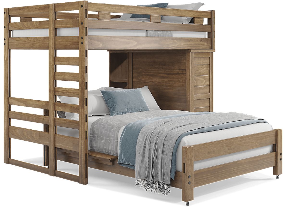 Kids Creekside 2.0 Chestnut Full/Full Loft with Loft Chest and Bookcase