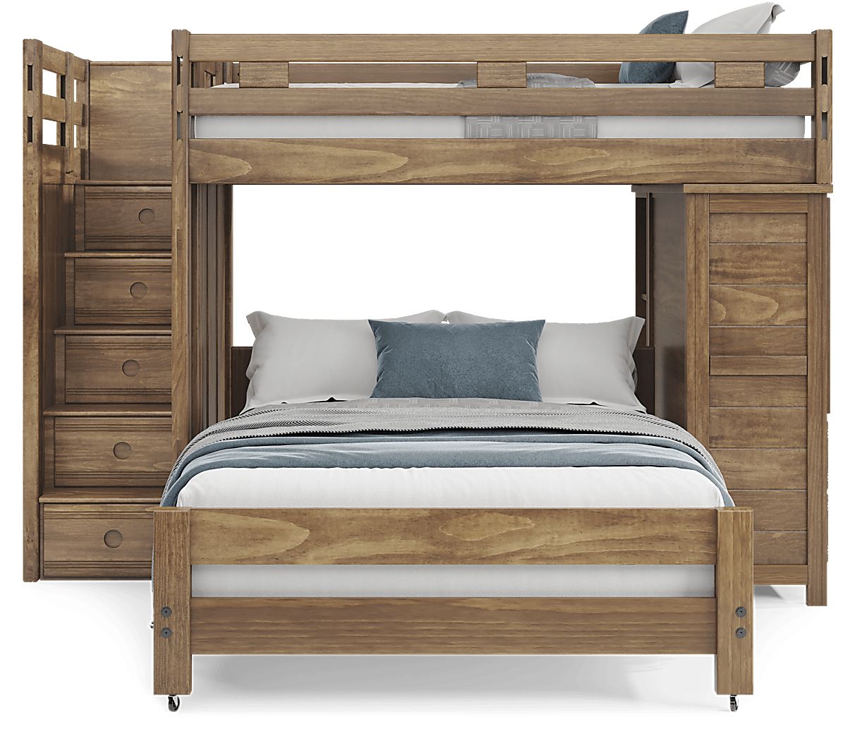 Creekside 2.0 Chestnut Full/Full Step Loft with Chest and Bookcase - Thumbnail 3