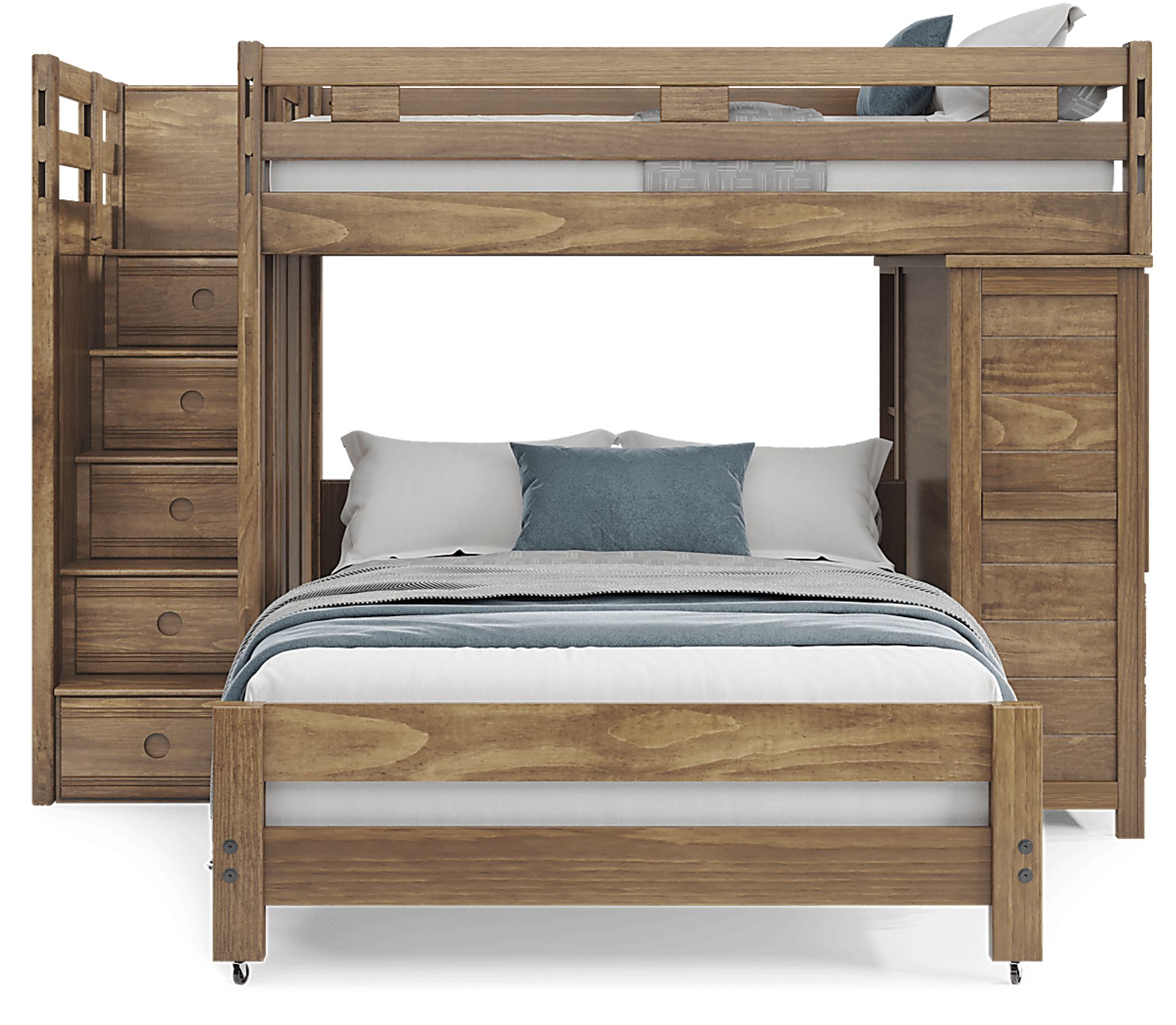 Kids Creekside 2.0 Chestnut Full/Full Step Loft with Chest and Bookcase - Image 2