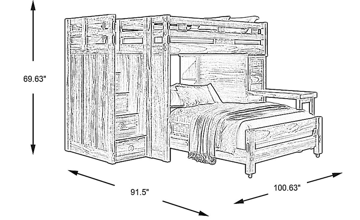 Creekside 2.0 Chestnut Dark Wood Full/Full Step Loft W Chest, Desk, Bc ...