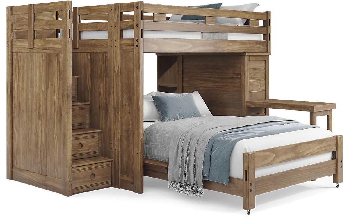 Creekside 2.0 Chestnut Dark Wood Full/Full Step Loft With Chest, Desk ...