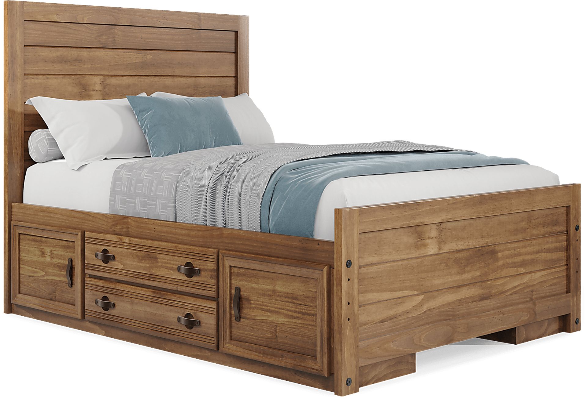 Kids Creekside 2.0 Chestnut Full Panel Bed with 2 Storage Side Rails - Image 1